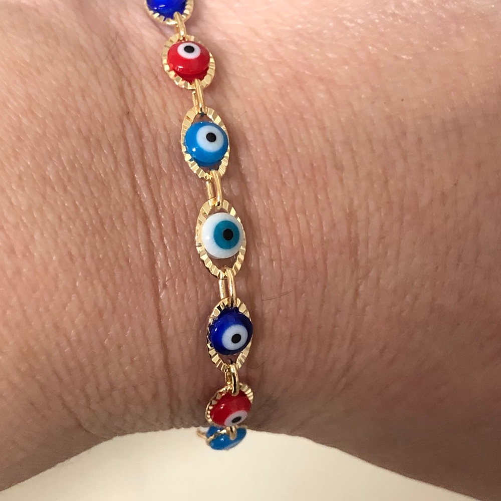 18k Gold Filled Multicolor Eye Bracelet - Picture 6 of 10